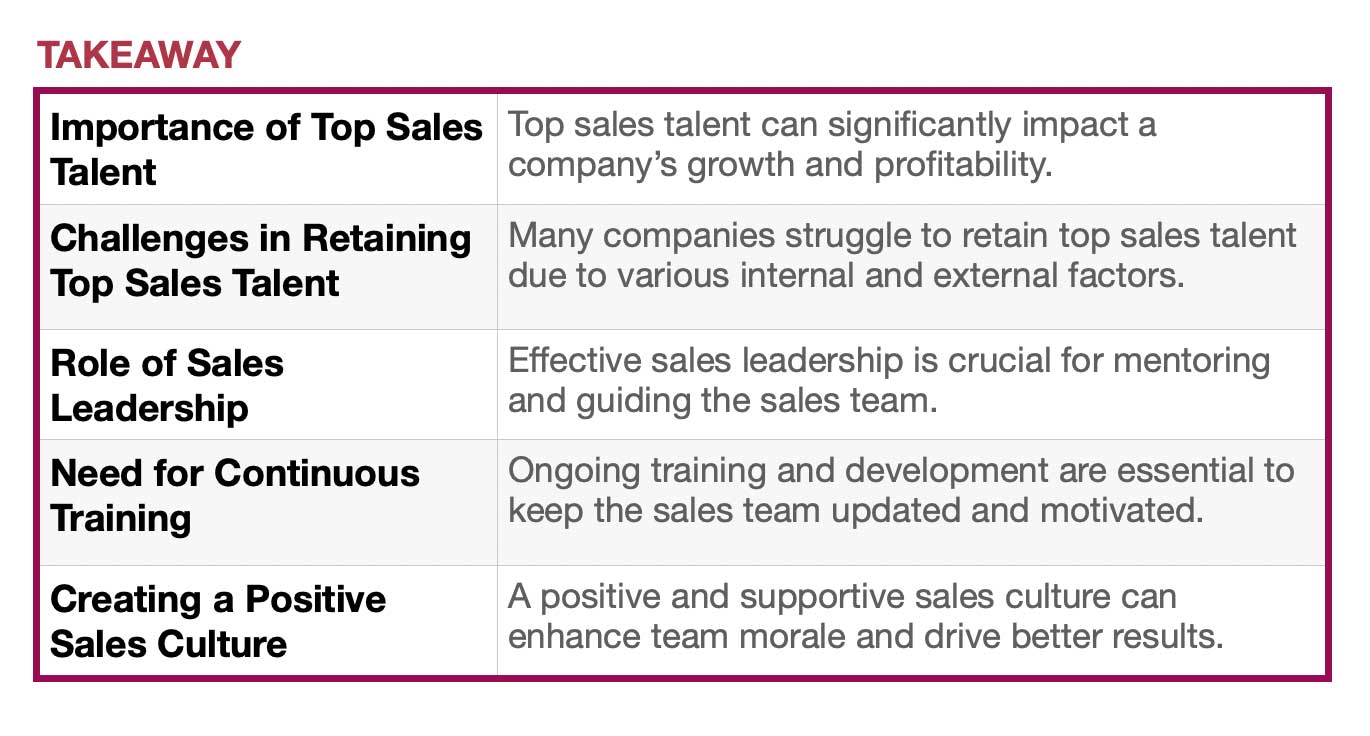 chart takeaway about how to retain top sales talent