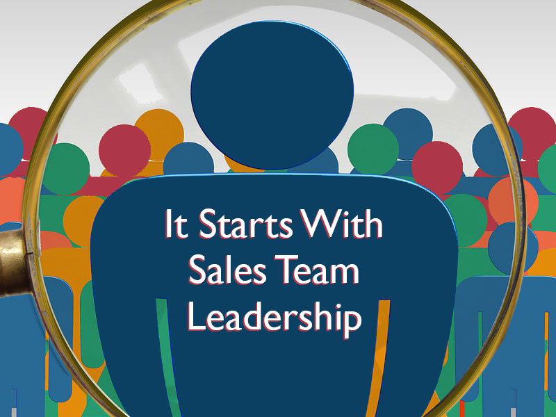 graphic of person addressing a team to illustrate sales team leadership