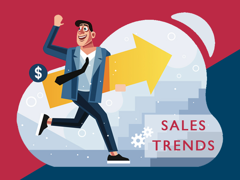 graphic of man running with an arrow to get dollars - to illustrate sales trends you can't ignore