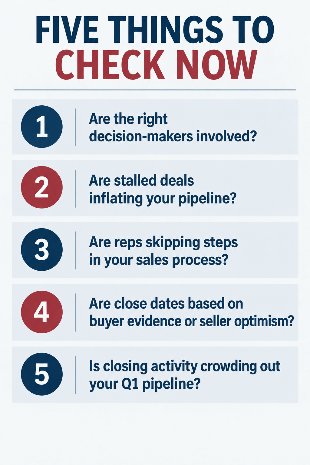 checklist for sales leaders covering the main tips that are in the article.